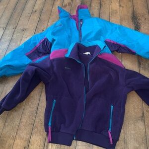Columbia Bugaboo Coat & Fleece 2-in-1 Jacket Turquoise Blue Purple Size Large L